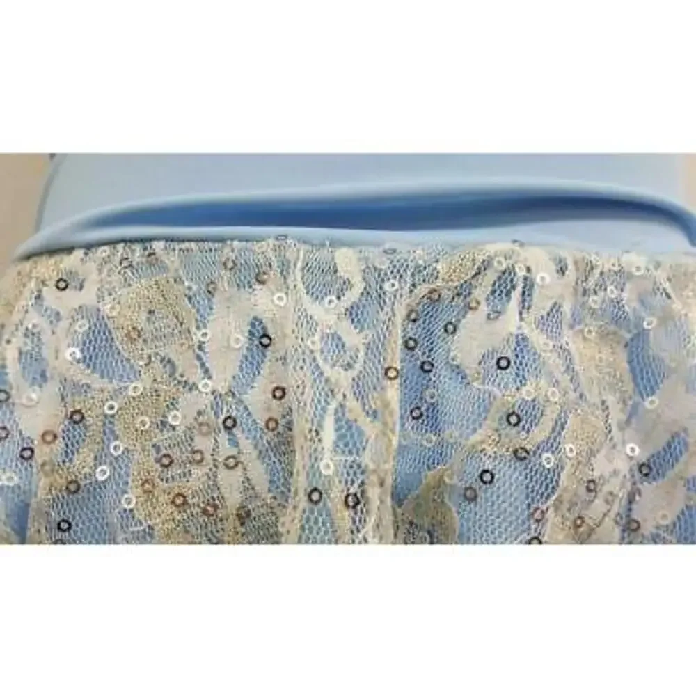 Pre-Owned Dance Costume Weissman 6008 Medium Child Blue Lyrical Sequin